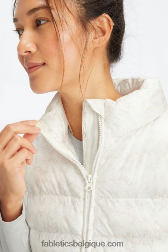 gilet matelassé elliot femmes Fabletics 404P0T2797 mini nuue camo blanc doux/logo écorce de saule