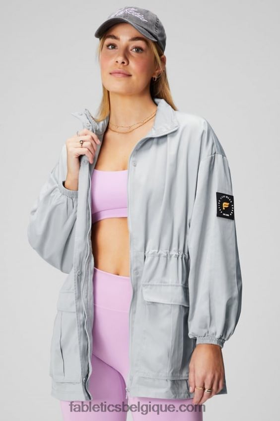 parka utilitaire femmes Fabletics 404P0T2761 gris minéral/blanc classique