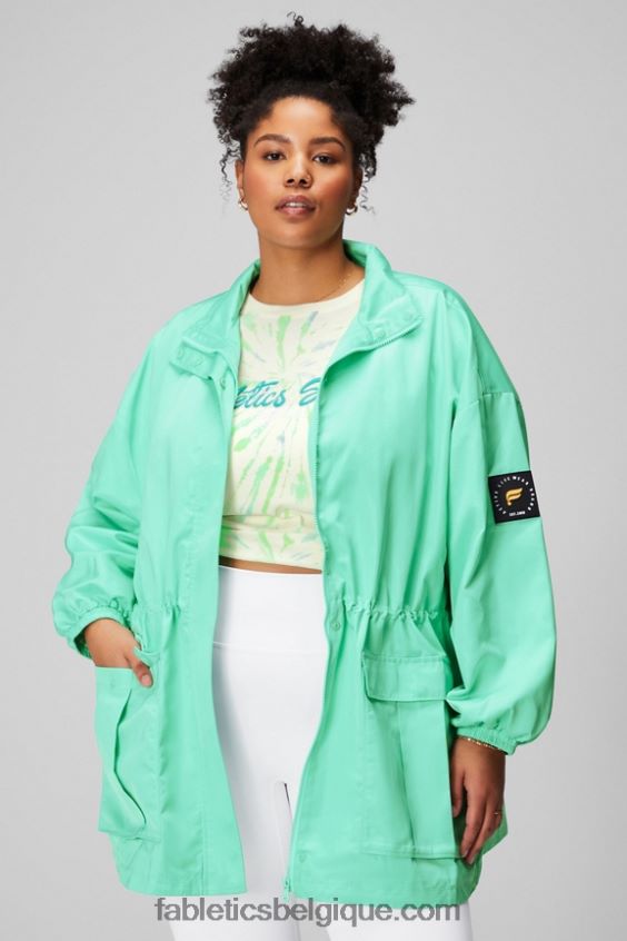 parka utilitaire femmes Fabletics 404P0T2763 baie brumeuse/blanc classique