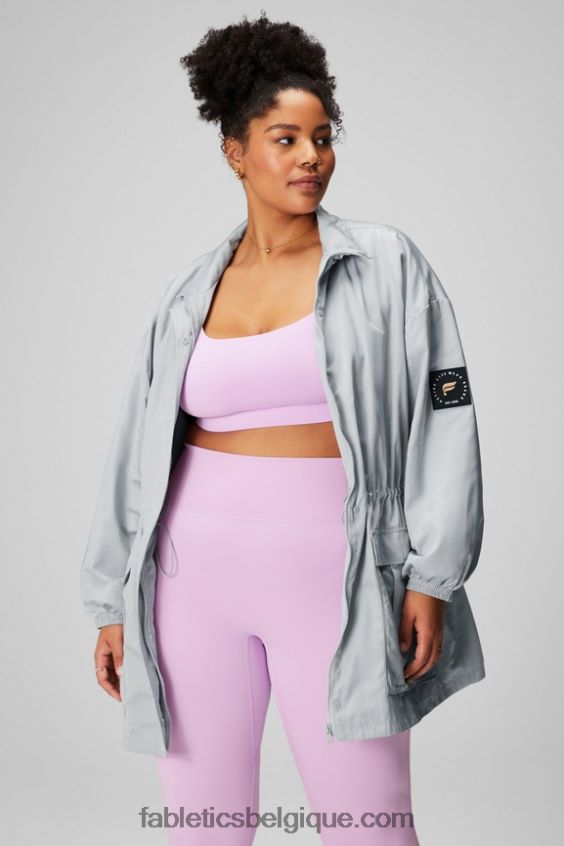 parka utilitaire femmes Fabletics 404P0T2765 gris minéral/blanc classique