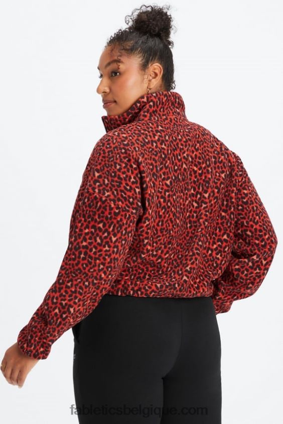 polaire rayne zippée femmes Fabletics 404P0T2779 cerise électrique classique léopard/noir