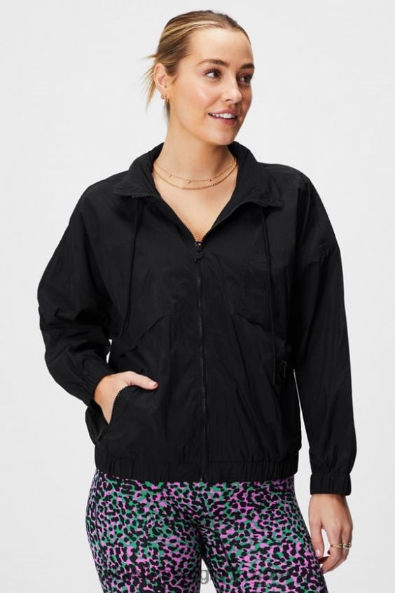 veste de survêtement en nylon femmes Fabletics 404P0T2750 noir