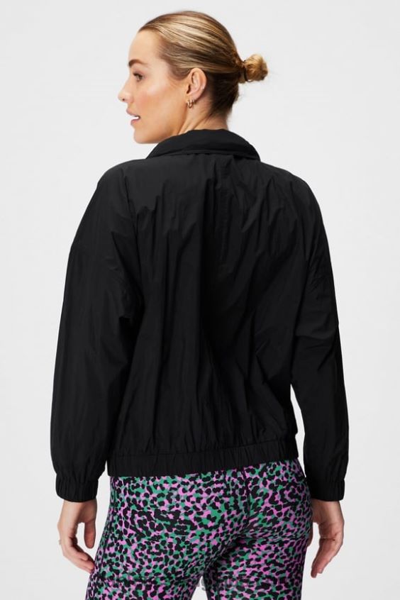 veste de survêtement en nylon femmes Fabletics 404P0T2750 noir