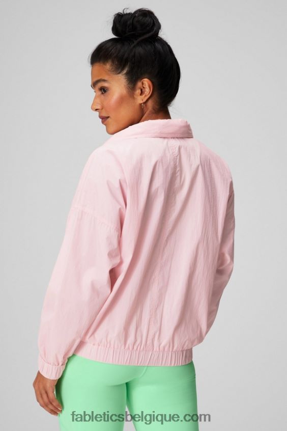 veste de survêtement en nylon femmes Fabletics 404P0T2752 rose tendre/blanc classique