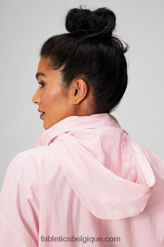 veste de survêtement en nylon femmes Fabletics 404P0T2752 rose tendre/blanc classique