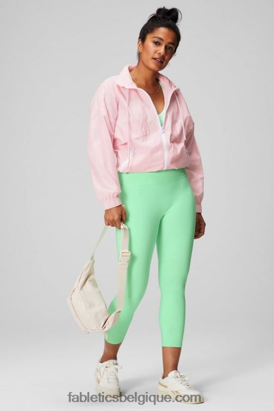 veste de survêtement en nylon femmes Fabletics 404P0T2752 rose tendre/blanc classique