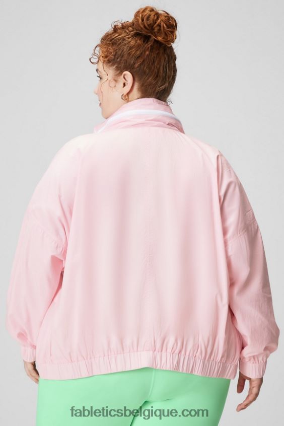 veste de survêtement en nylon femmes Fabletics 404P0T2753 rose tendre/blanc classique