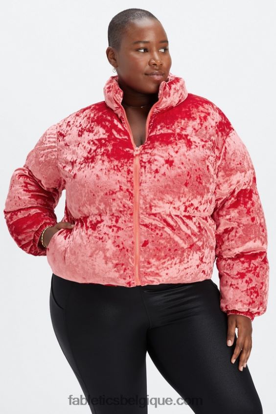 veste matelassée courte en velours frappé wander femmes Fabletics 404P0T2787 rouge fraise
