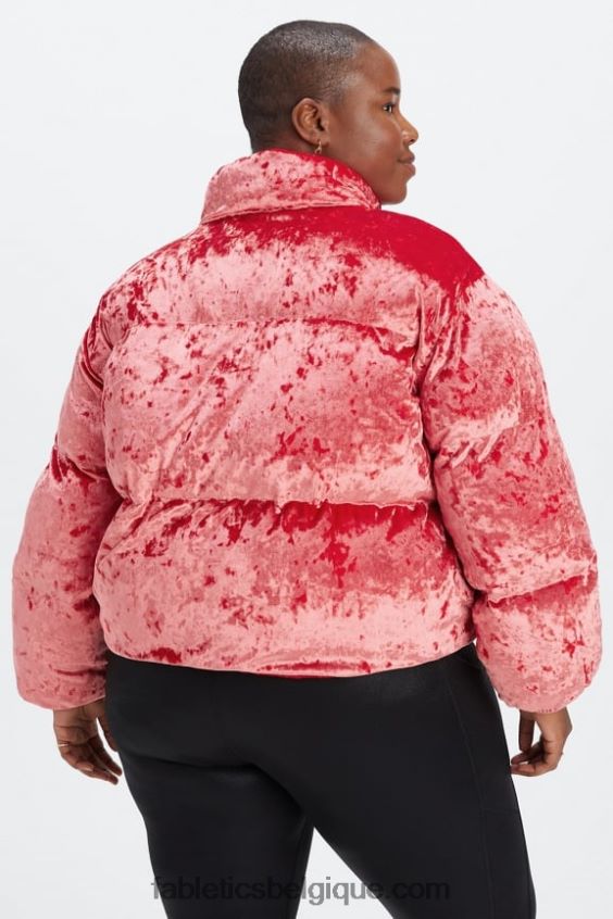 veste matelassée courte en velours frappé wander femmes Fabletics 404P0T2787 rouge fraise