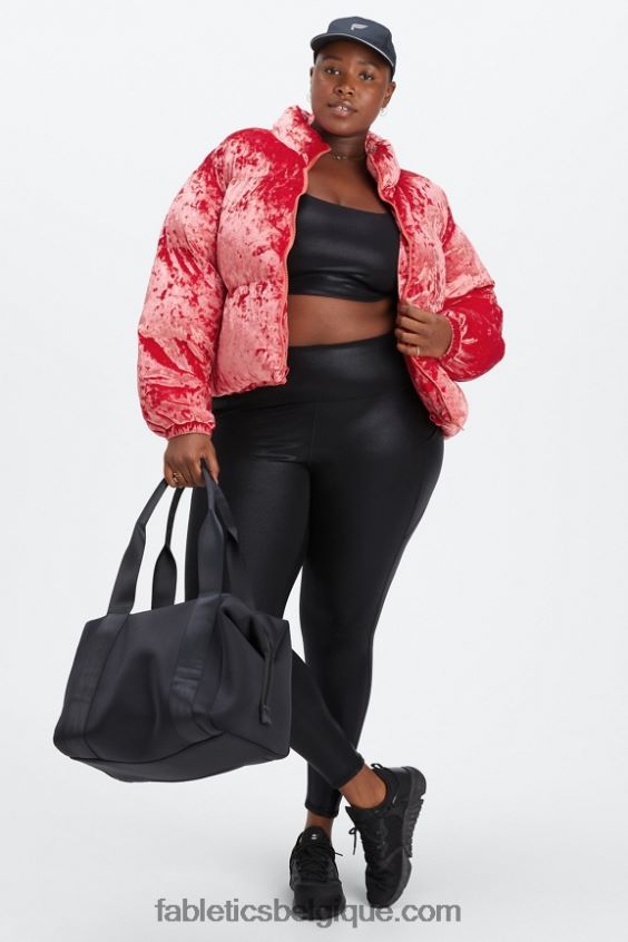 veste matelassée courte en velours frappé wander femmes Fabletics 404P0T2787 rouge fraise