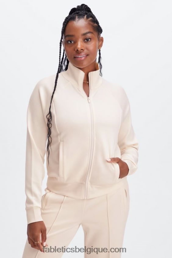 veste zippée en interlock pelucheux femmes Fabletics 404P0T2808 avoine