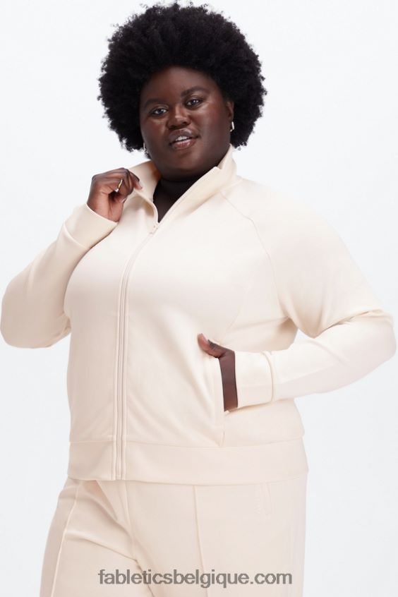 veste zippée en interlock pelucheux femmes Fabletics 404P0T2809 avoine