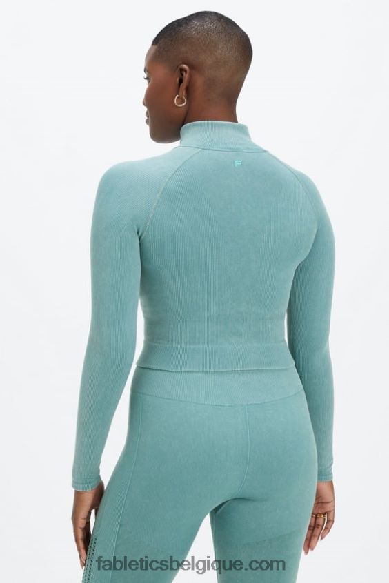 zip intégral côtelé sans coutures femmes Fabletics 404P0T2769 vague arctique lavée