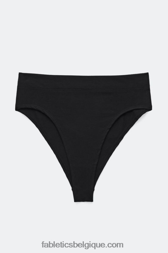 culotte taille haute en coton élasthanne femmes Fabletics 404P0T2902 noir