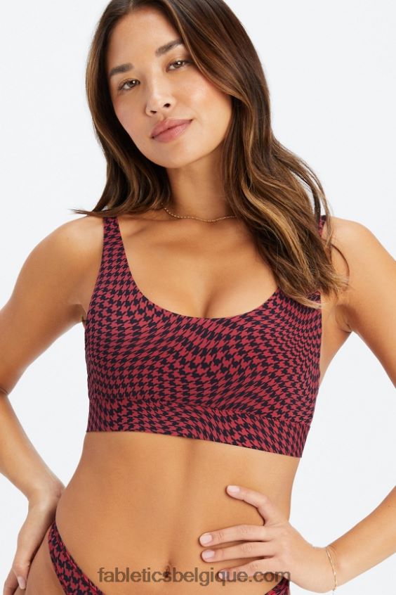 bralette à encolure dégagée au toucher fin femmes Fabletics 404P0T1570 sergé torsadé/rouge foncé