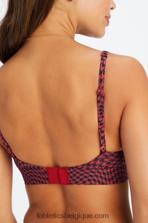 bralette à encolure dégagée au toucher fin femmes Fabletics 404P0T1570 sergé torsadé/rouge foncé