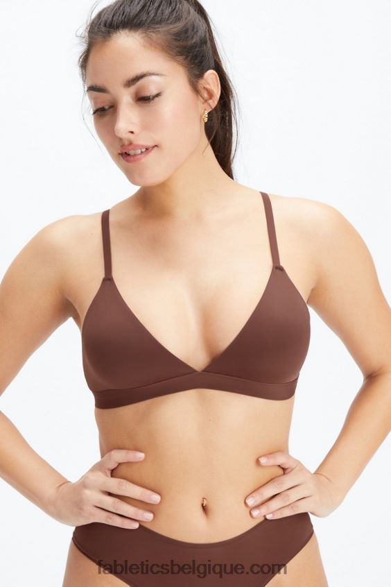 bralette triangle au toucher fin femmes Fabletics 404P0T1544 marron selle