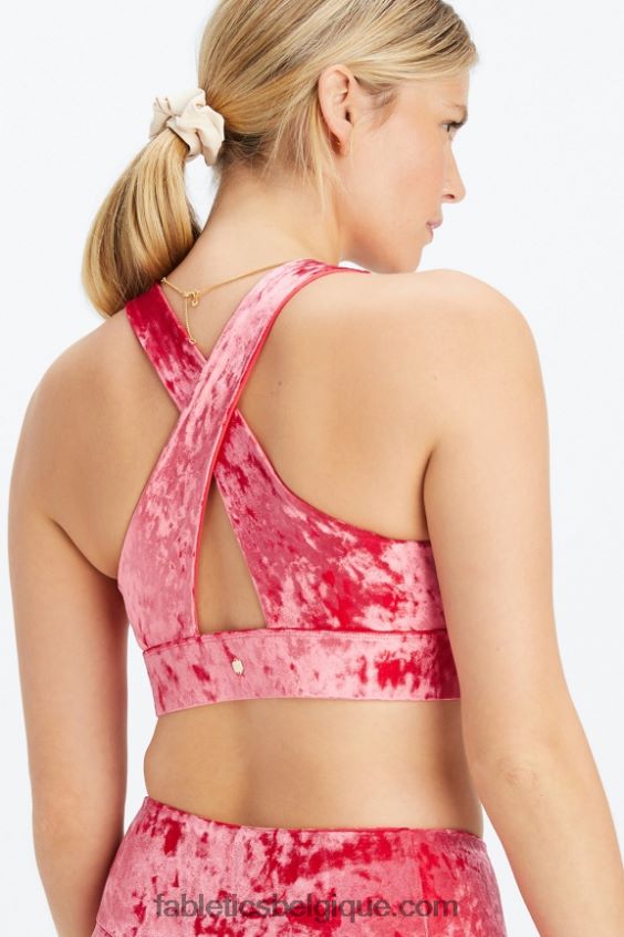 brassière de sport torsadée en velours frappé oasis femmes Fabletics 404P0T1526 rouge fraise