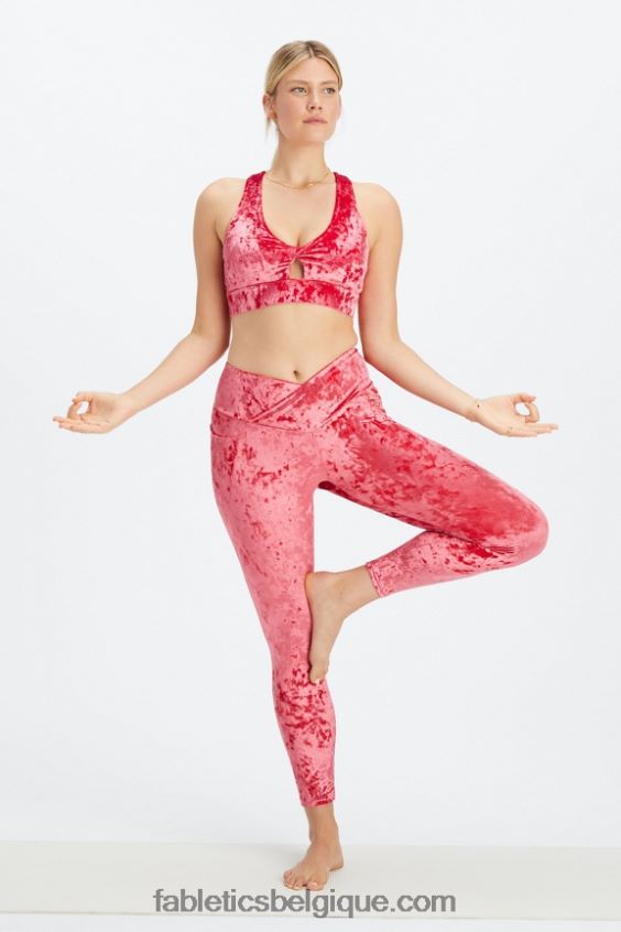 brassière de sport torsadée en velours frappé oasis femmes Fabletics 404P0T1526 rouge fraise