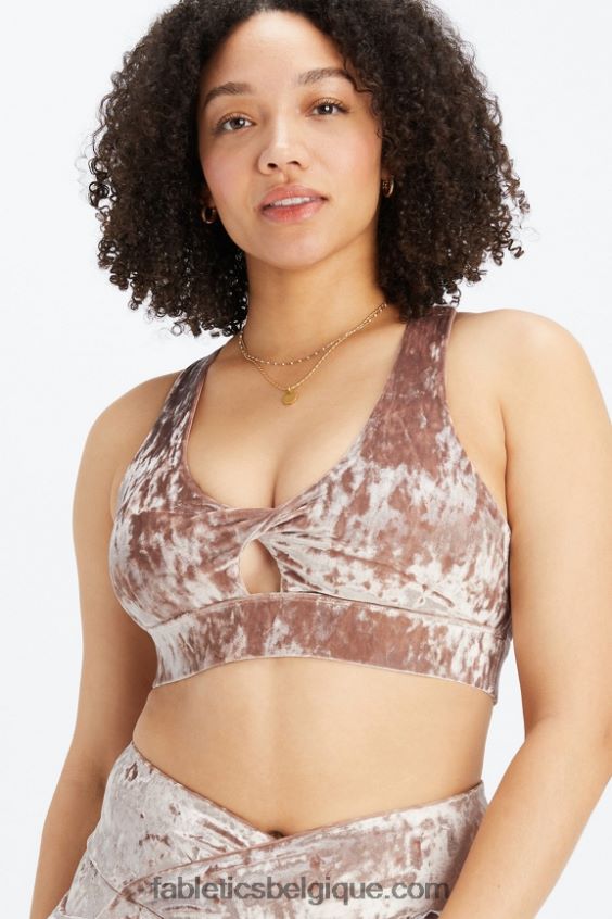 brassière de sport torsadée en velours frappé oasis femmes Fabletics 404P0T1528 nounours