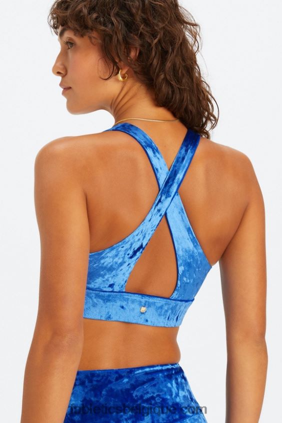 brassière de sport torsadée en velours frappé oasis femmes Fabletics 404P0T1529 céleste