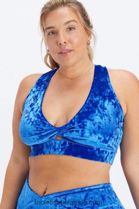 brassière de sport torsadée en velours frappé oasis femmes Fabletics 404P0T1530 céleste