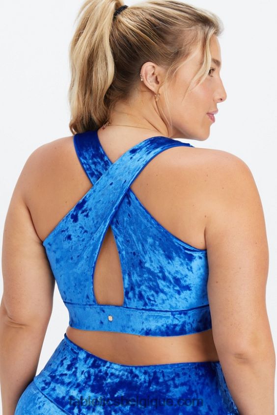 brassière de sport torsadée en velours frappé oasis femmes Fabletics 404P0T1530 céleste
