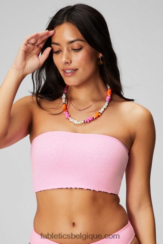 haut de maillot de bain bandeau multi-usages femmes Fabletics 404P0T1503 ballerine brillante/orange flash pois safari/noir