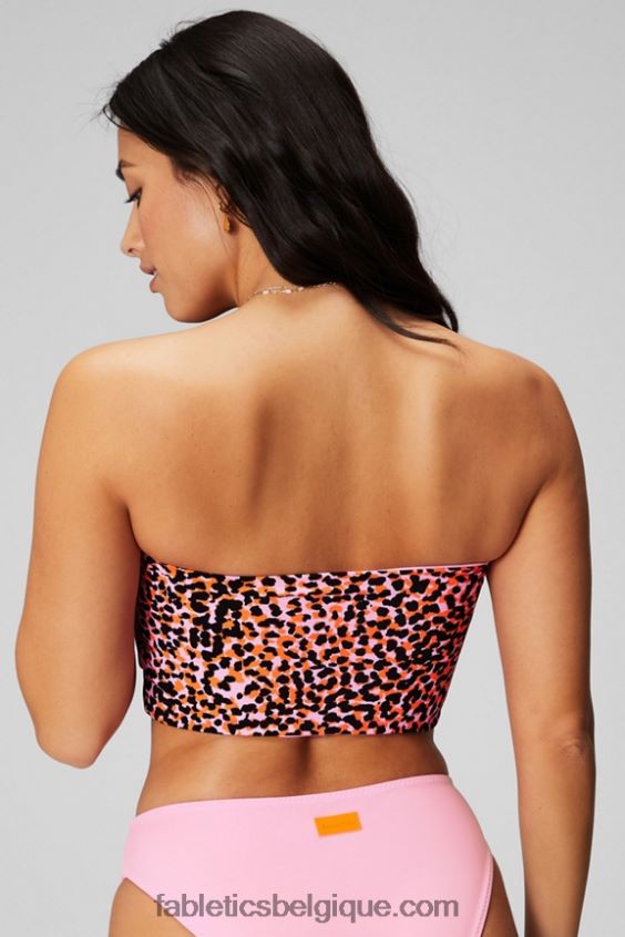 haut de maillot de bain bandeau multi-usages femmes Fabletics 404P0T1503 ballerine brillante/orange flash pois safari/noir