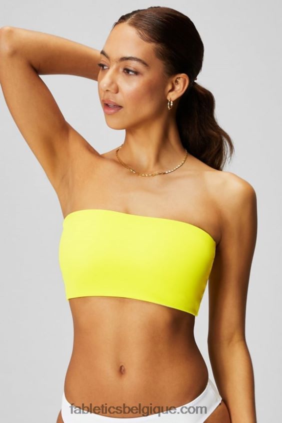 haut de maillot de bain bandeau multi-usages femmes Fabletics 404P0T1505 citron aigre/blanc classique