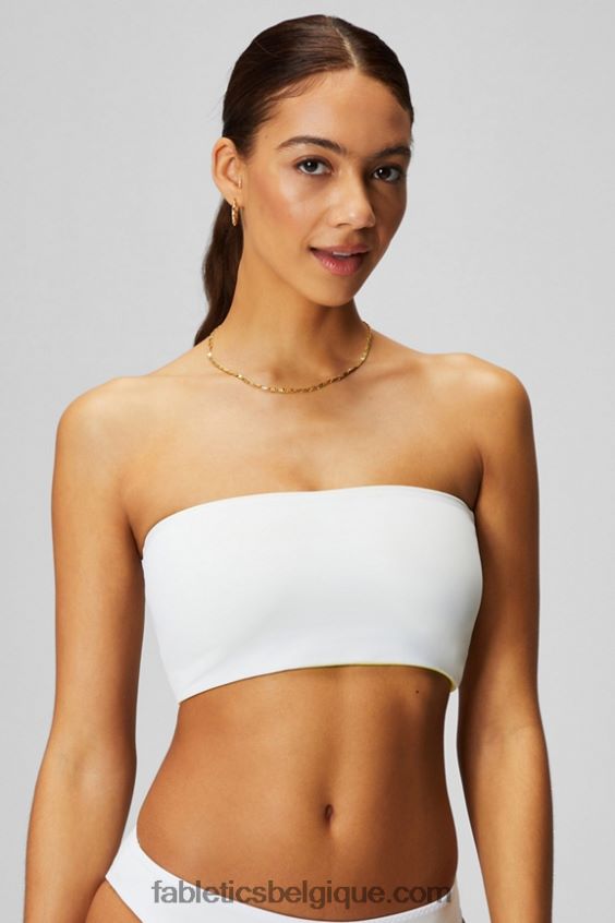 haut de maillot de bain bandeau multi-usages femmes Fabletics 404P0T1505 citron aigre/blanc classique