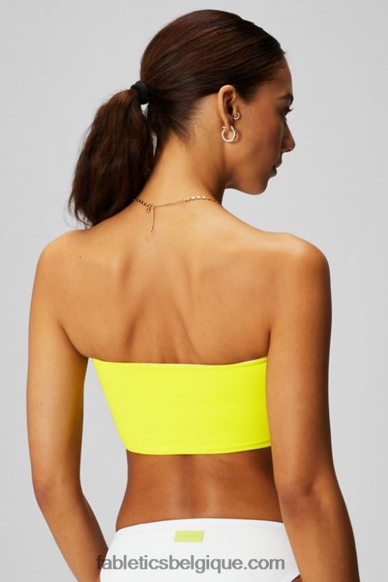 haut de maillot de bain bandeau multi-usages femmes Fabletics 404P0T1505 citron aigre/blanc classique