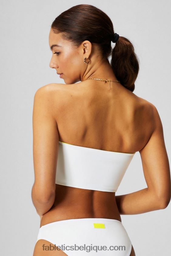 haut de maillot de bain bandeau multi-usages femmes Fabletics 404P0T1505 citron aigre/blanc classique