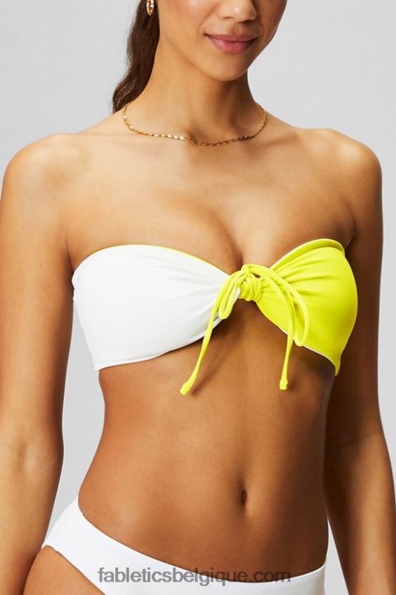haut de maillot de bain bandeau multi-usages femmes Fabletics 404P0T1505 citron aigre/blanc classique