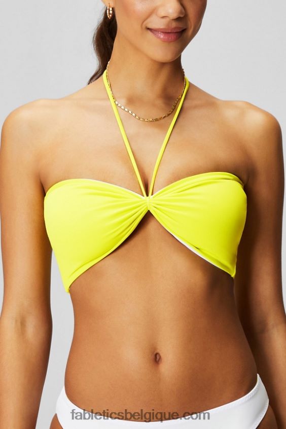 haut de maillot de bain bandeau multi-usages femmes Fabletics 404P0T1505 citron aigre/blanc classique