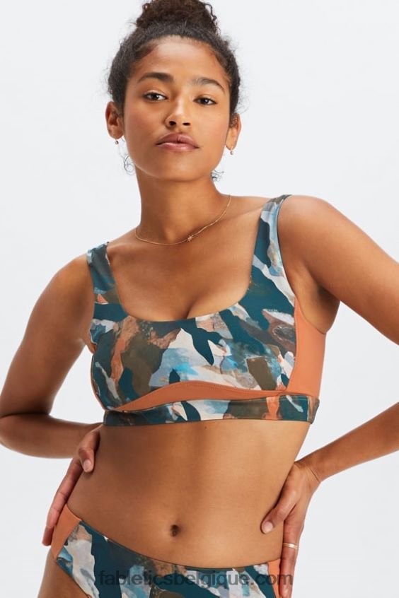 soutien-gorge de bain à dos échancré femmes Fabletics 404P0T1606 pinceau camo/séquoia