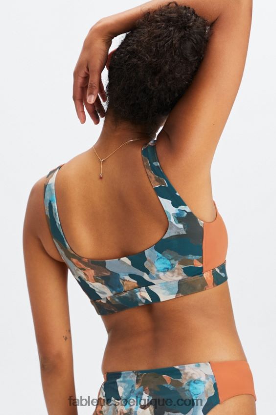 soutien-gorge de bain à dos échancré femmes Fabletics 404P0T1606 pinceau camo/séquoia