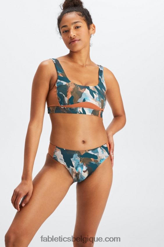 soutien-gorge de bain à dos échancré femmes Fabletics 404P0T1606 pinceau camo/séquoia