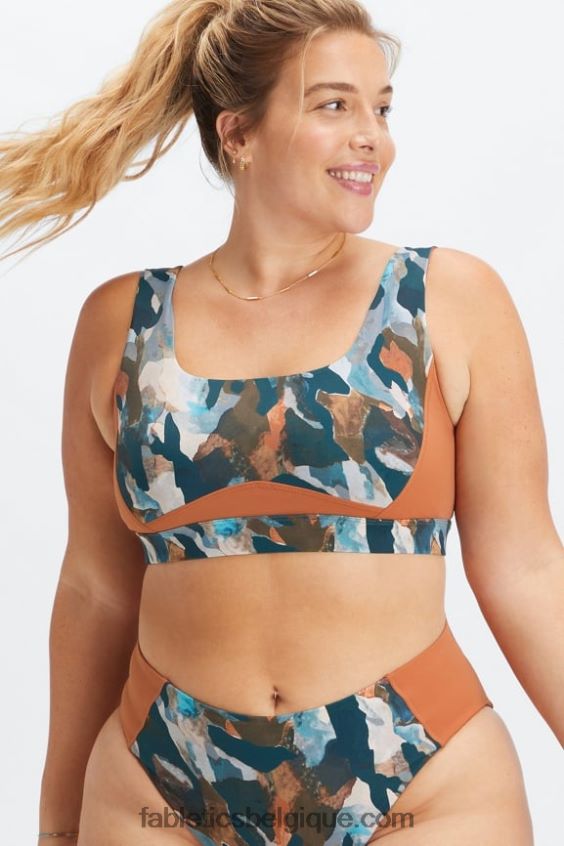soutien-gorge de bain à dos échancré femmes Fabletics 404P0T1607 pinceau camo/séquoia