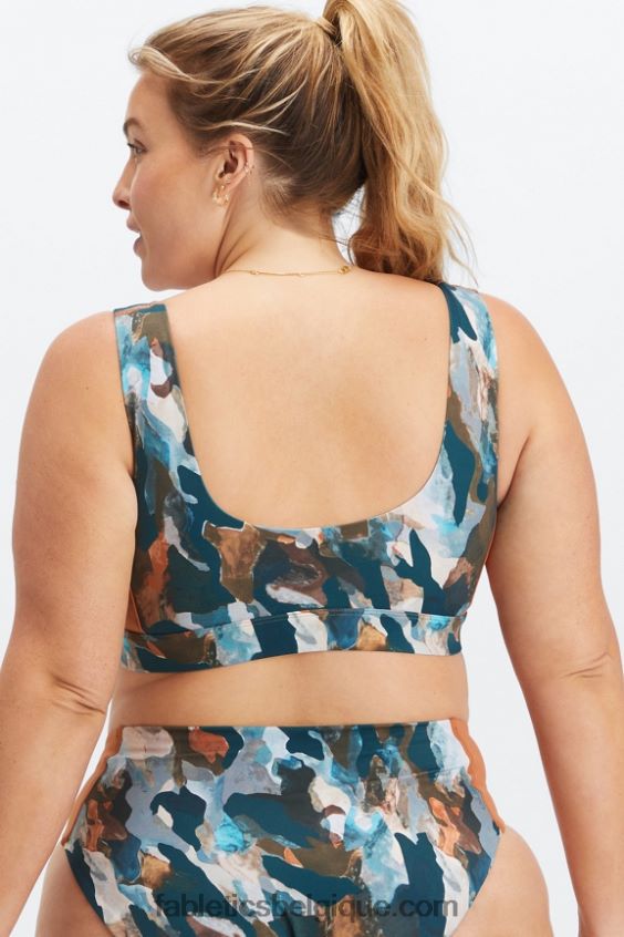 soutien-gorge de bain à dos échancré femmes Fabletics 404P0T1607 pinceau camo/séquoia