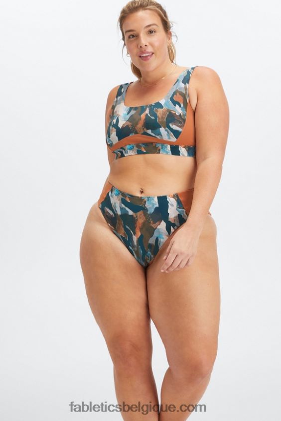 soutien-gorge de bain à dos échancré femmes Fabletics 404P0T1607 pinceau camo/séquoia