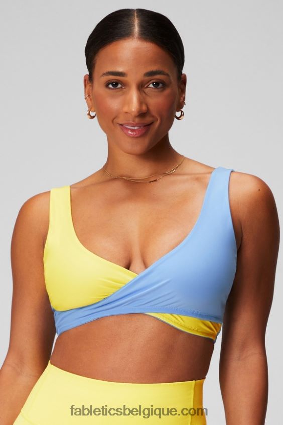 soutien-gorge de sport croisé à faible impact femmes Fabletics 404P0T1514 journée ensoleillée/jacinthe des bois