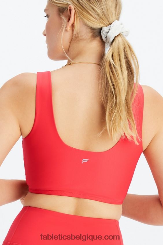 soutien-gorge de sport croisé à faible impact femmes Fabletics 404P0T1515 rouge fraise