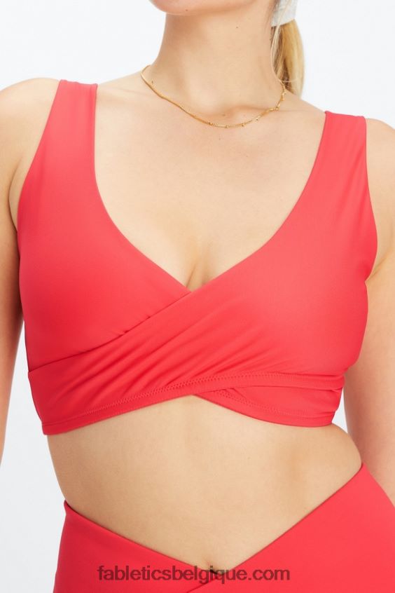 soutien-gorge de sport croisé à faible impact femmes Fabletics 404P0T1515 rouge fraise