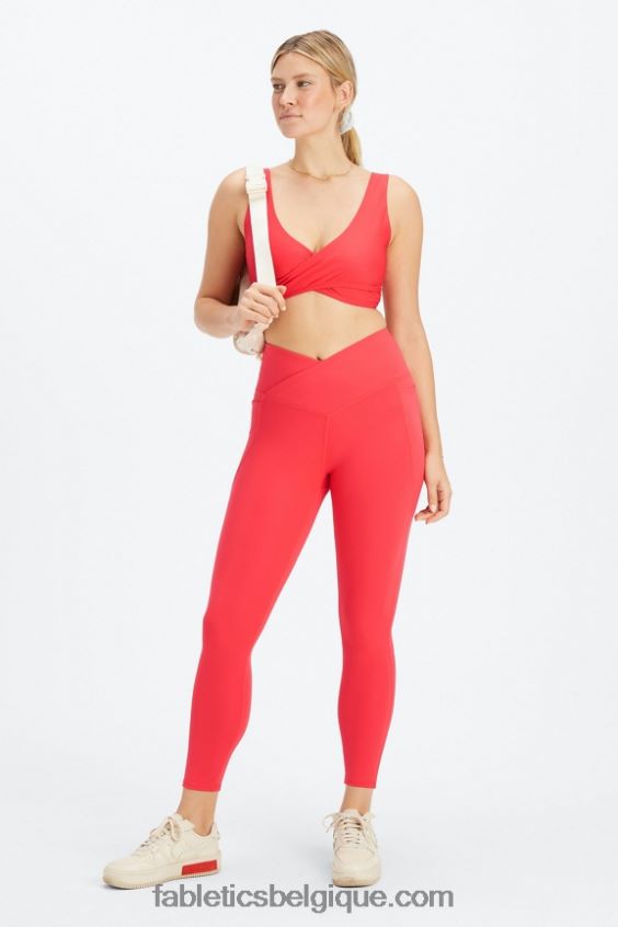 soutien-gorge de sport croisé à faible impact femmes Fabletics 404P0T1515 rouge fraise
