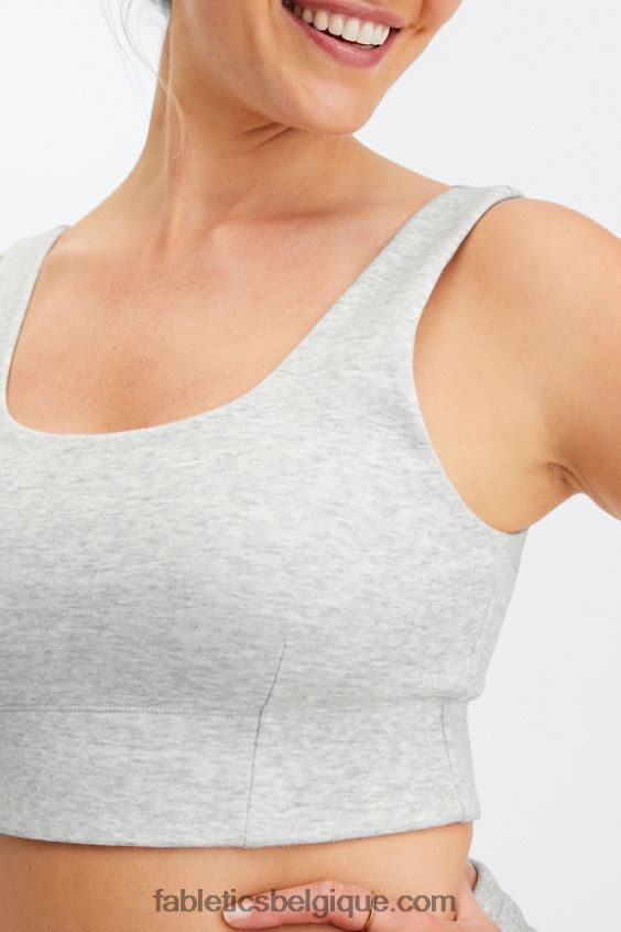 soutien-gorge de sport d\'automne à faible impact femmes Fabletics 404P0T1599 gris clair chiné