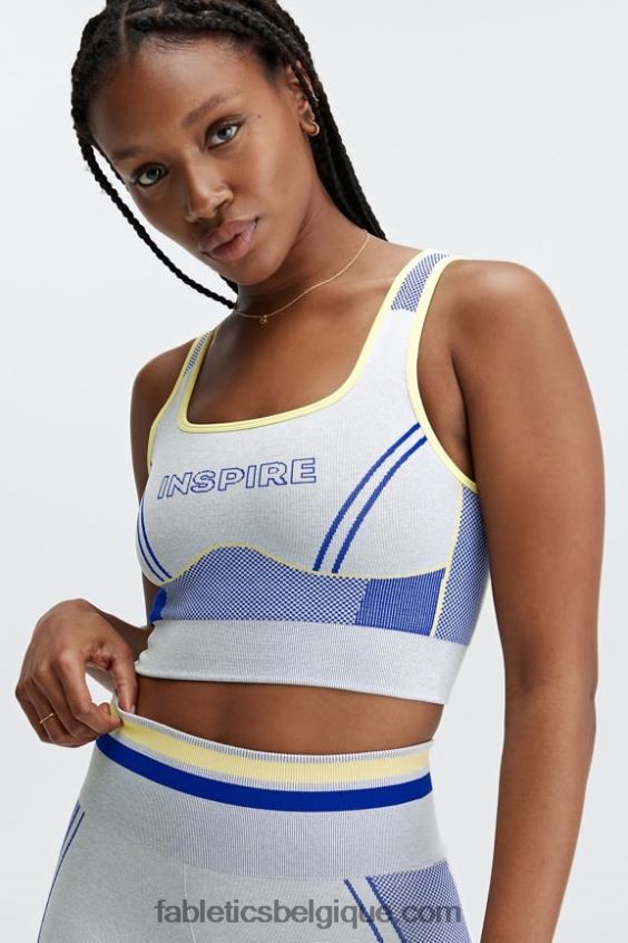 soutien-gorge de sport à empiècement sans couture inspire femmes Fabletics 404P0T1632 gris chiné doux multi