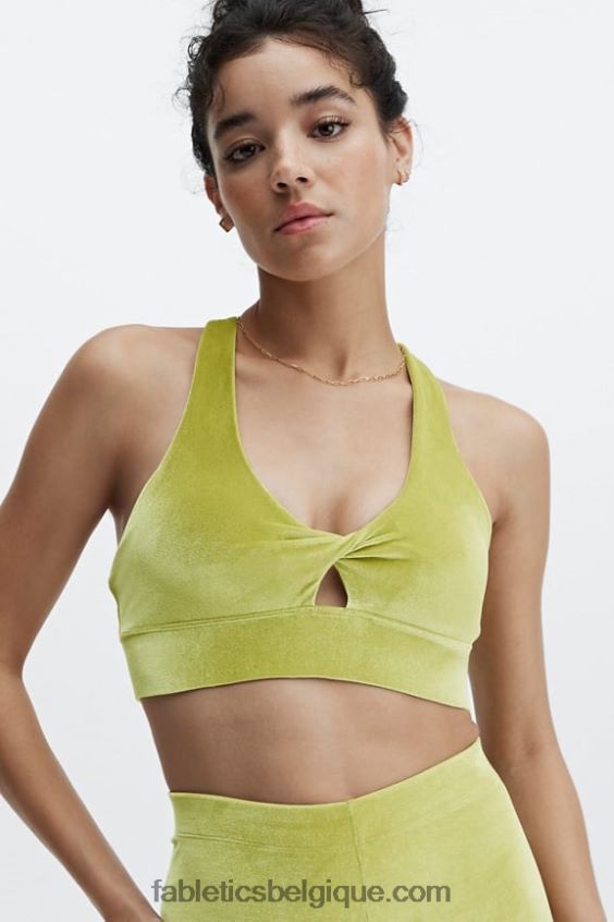 soutien-gorge de sport en velours torsadé oasis femmes Fabletics 404P0T1637 feuille d'or