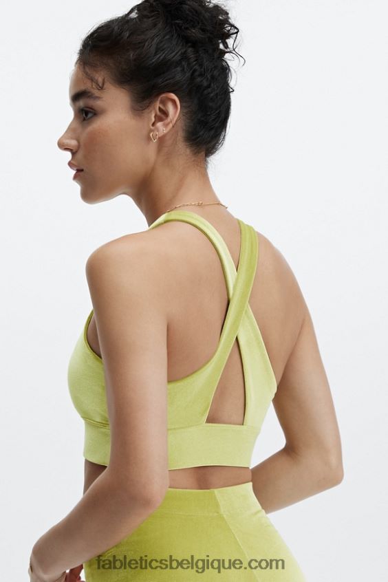 soutien-gorge de sport en velours torsadé oasis femmes Fabletics 404P0T1637 feuille d\'or