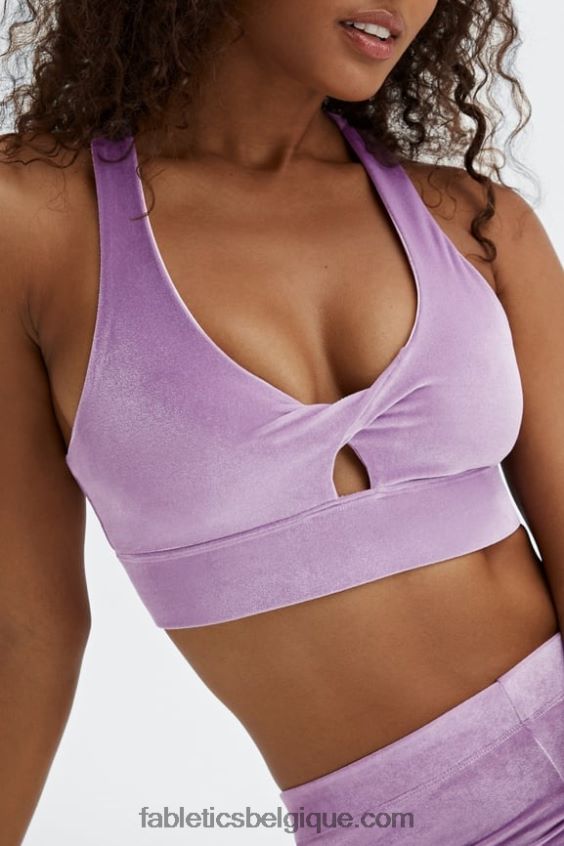 soutien-gorge de sport en velours torsadé oasis femmes Fabletics 404P0T1638 lilas brillant